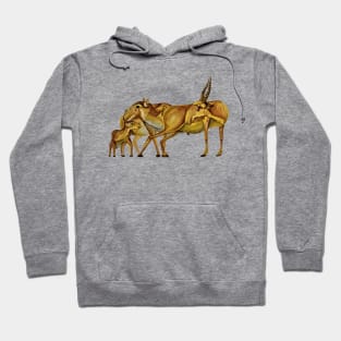 The Family of Saiga Antelope (Watercolour) Hoodie